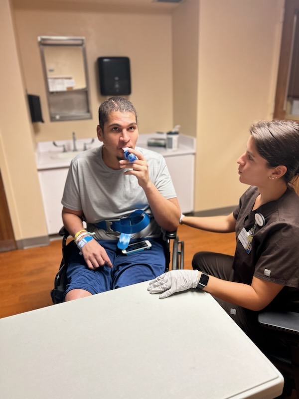 Patient in speech therapy